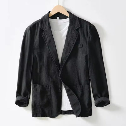 Man Blazer Thin Linen Blazer Mens Summer White Single Suit For Men Cotton Sunscreen Blazer Jacket Men Slim Fit Casual 2023 New
