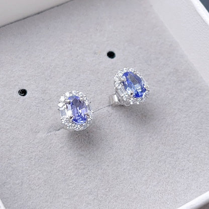 VVS Grade Natural Tanzanite Earrings Allergy 925 Silver Earring with 18K Gold Plated 4mm*6mm Total 1ct Tanzanite Jewelry