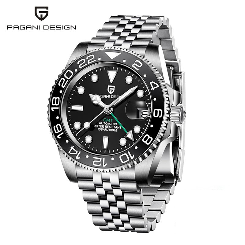 PAGANI DESIGN PD-1662 Luxury GMT Men Mechanical Wristwatch Sapphire Glass Stainless Steel 100M Waterproof Automatic Watches