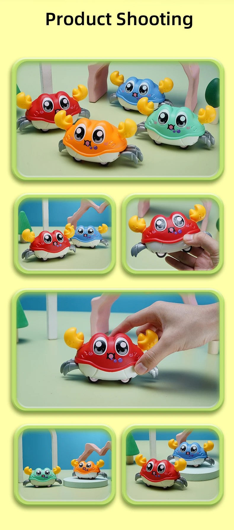 Kids toys small gifts double pull cartoon crab animal inertia car baby puzzle clip doll boy girl gliding toy