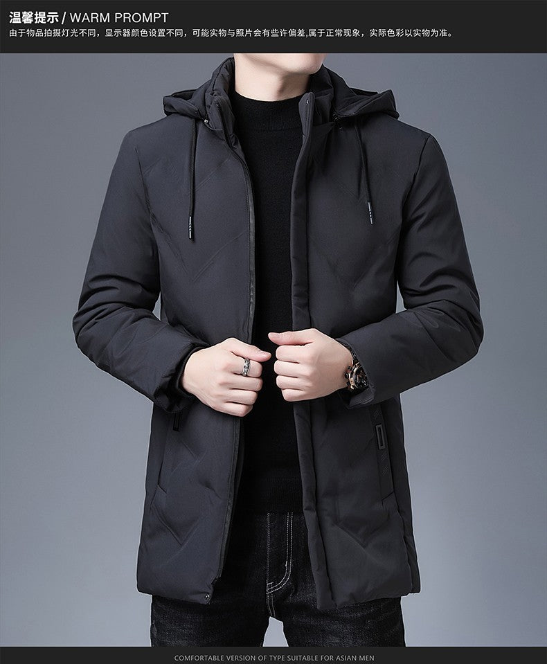 Top Grade Designer New Brand Men Parka Jacket Thick Casual Fashion Windbreaker Hooded Quilted Bubble Coats Long Mens Clothes