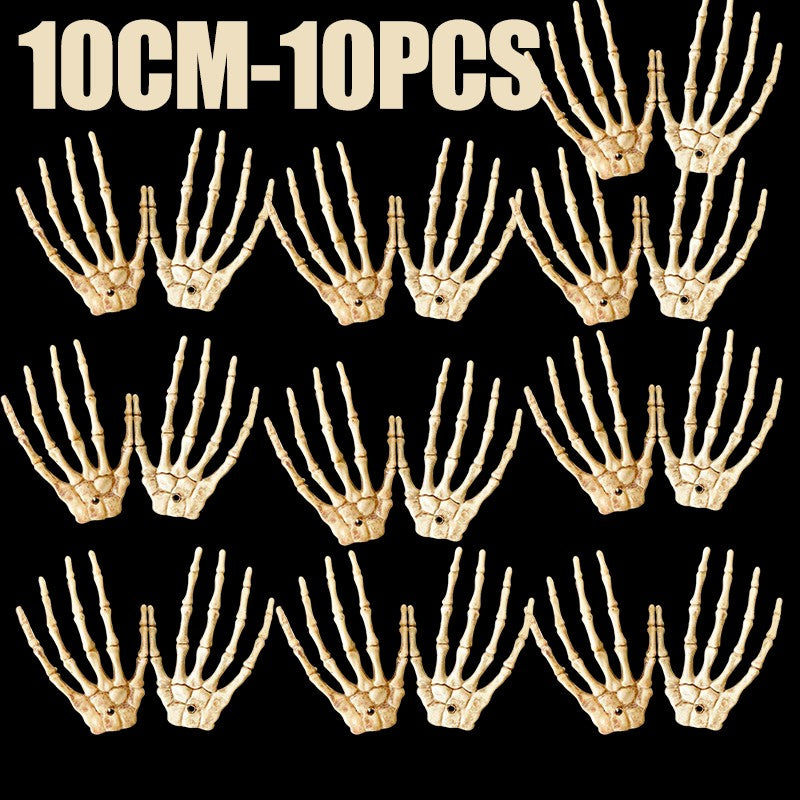 1 Pair Of Halloween Skeleton Hands Haunted House Bar Party Plastic Horror Props Dummy Hands Bones Halloween Scene Decor Supplies