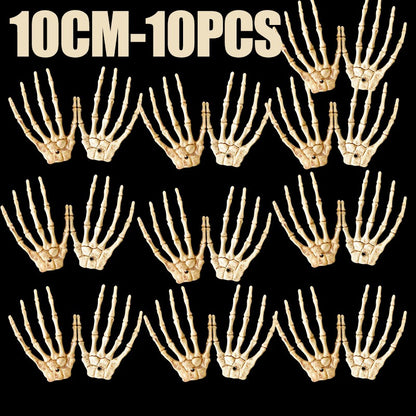 1 Pair Of Halloween Skeleton Hands Haunted House Bar Party Plastic Horror Props Dummy Hands Bones Halloween Scene Decor Supplies
