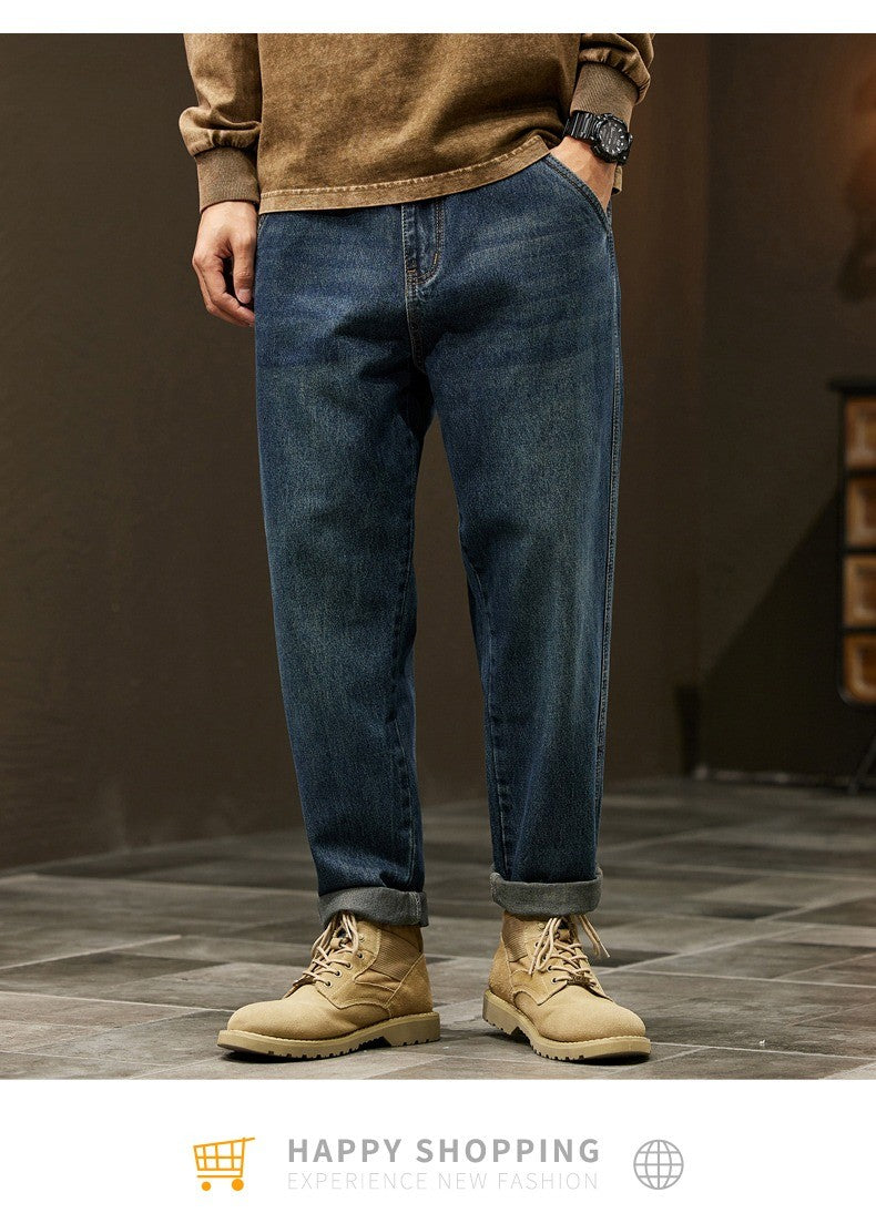 Men's 95% Cotton Jeans High Quality Loose Harem Pants Fashion Baggy Casual Outdoor Work Denim Pants Brand Men's Clothing