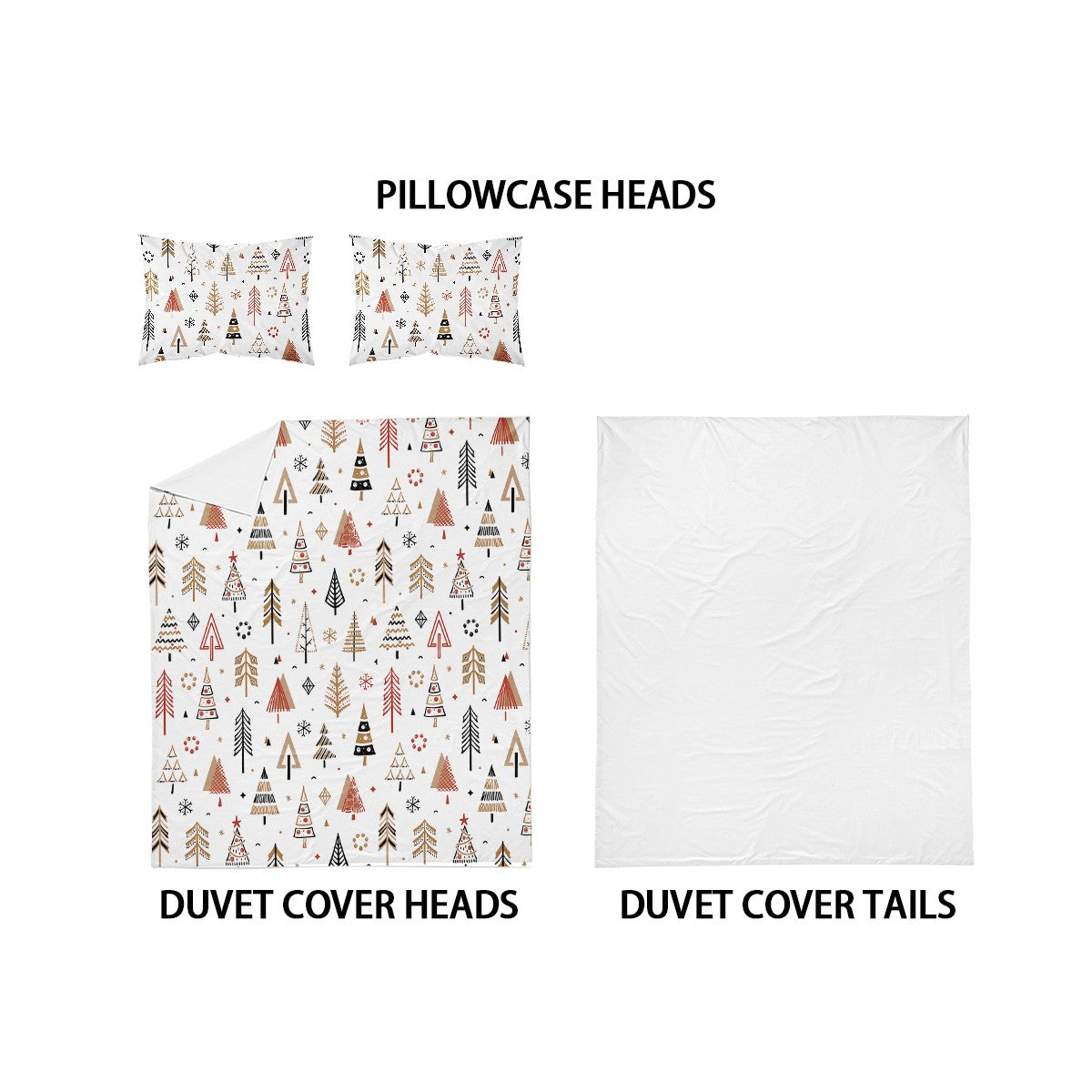 3-piece Christmas themed Christmas tree pattern print (1 duvet cover+2 pillowcases, no core) comfortable bedding set