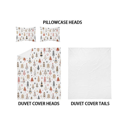 3-piece Christmas themed Christmas tree pattern print (1 duvet cover+2 pillowcases, no core) comfortable bedding set