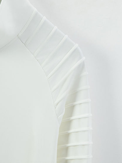 Men's jacket with zipper front, pleated sleeves, relaxed stand-up collar, long sleeves, suitable for autumn and winter tops