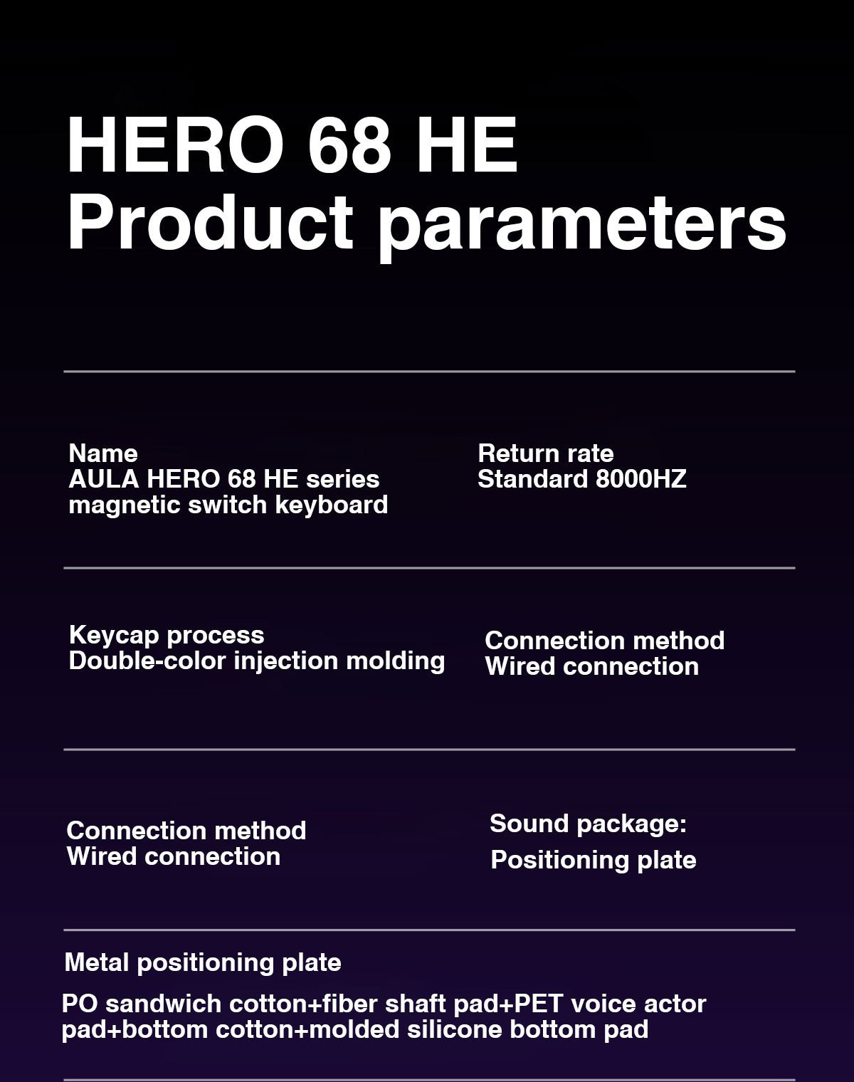 Teclado AULA HERO 68HE com Switch Magnético, Rapid Trigger, 8K de Retorno, Teclado Gamer de Esports, RGB com Fio