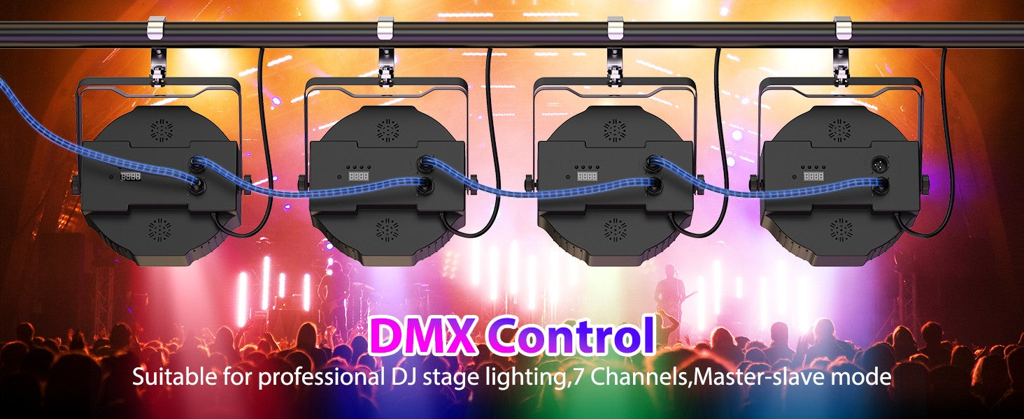 Datewink 4PCS 36LEDs Flat Par Lights With Bag RGB Stage Lighting Effect DMX512 For DJ Disco Wedding Party Nightclub Christmas