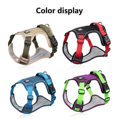 Dog Harnesses Pet Collar Labrador Army Reflective Adjustable Harness Oxford Cloth Vest Training Hound Walk Medium Large Dog