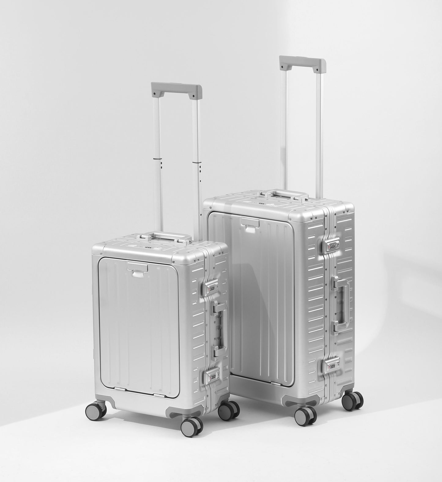 All Aluminum-magnesium Suitcase Front Opening Rolling Luggage with USB Charging Plug TSA Lock Trolley Case 20" Boarding Travel