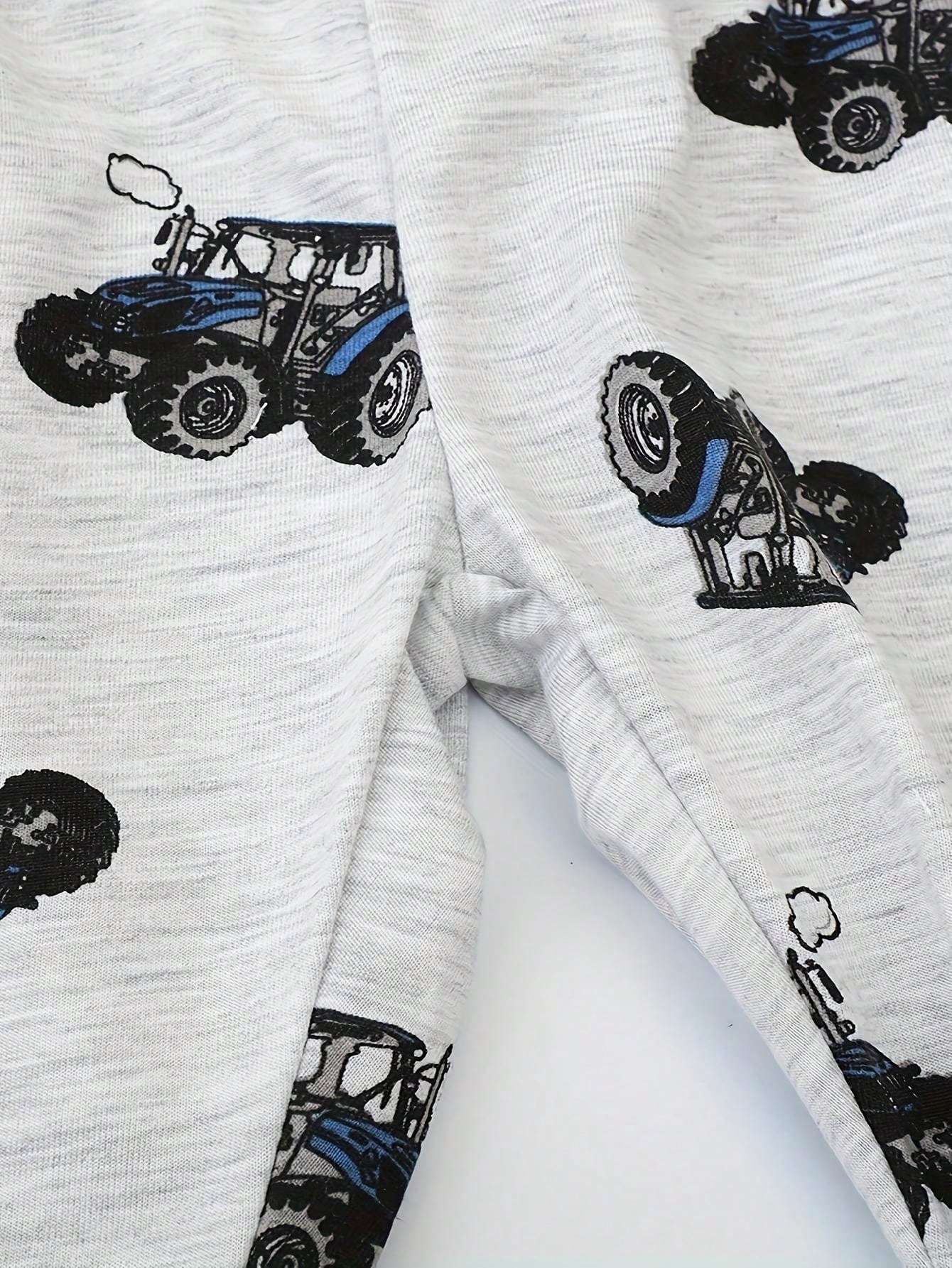 Toddler Boys Long-sleeved Truck Print Pajamas Sets Kids Boy Home Wear Set Cartoon Pajamas Two-piece Set