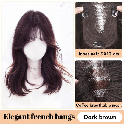 Yelowtim Aplique de Cabelo Sintético com Franja para Mulheres Aumenta o Volume de Cabelo no Topo da Cabeça