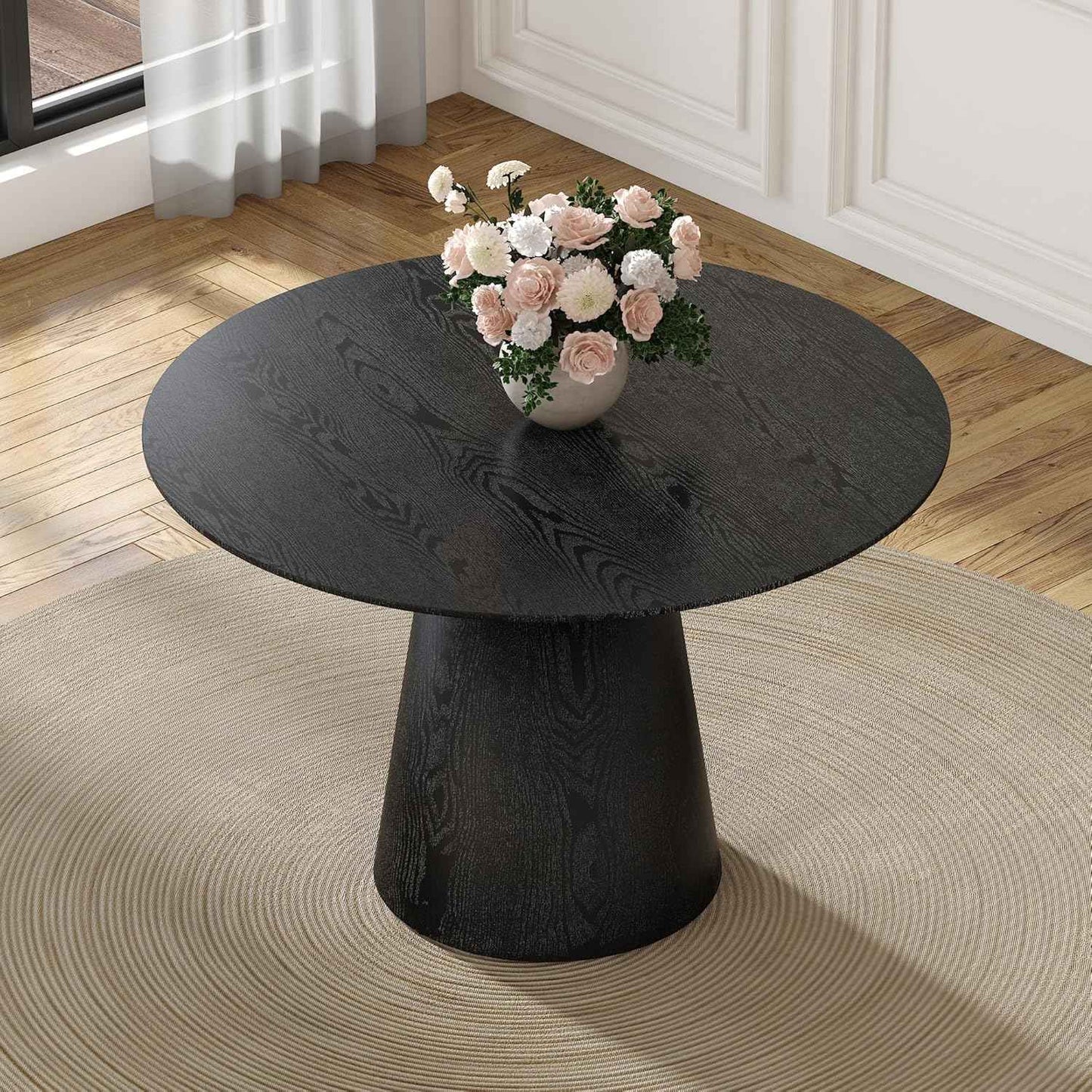 Round Dining Table 45'' | Wood Dining Room Table for 4-6 | Space Saving Round Kitchen Table for Kitchen Dining Room