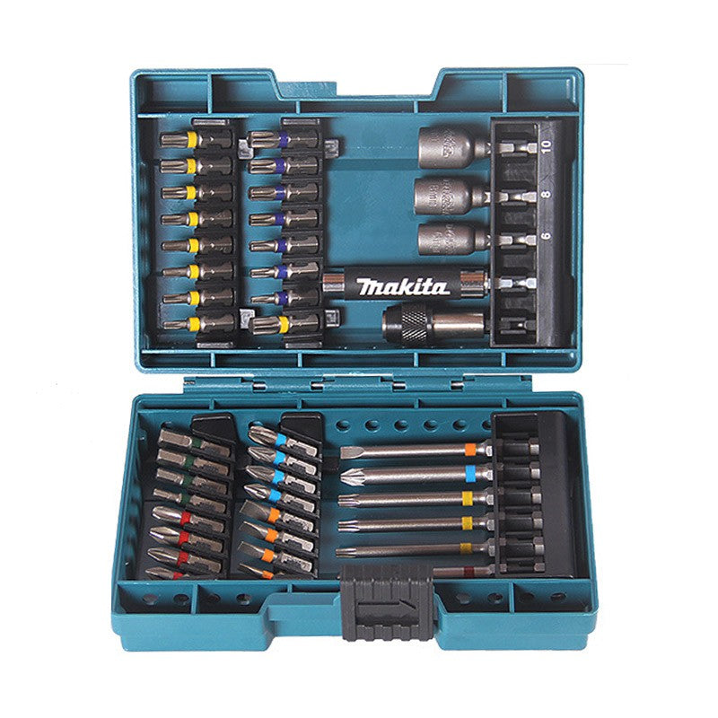 Jogo de Bits para Parafusadeira Elétrica Makita B-55697 43 Peças Codificados por Cores Tipo Flor Cruzada Soquete Sextavado Acessórios para Ferramentas Elétricas