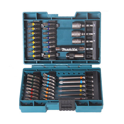 Jogo de Bits para Parafusadeira Elétrica Makita B-55697 43 Peças Codificados por Cores Tipo Flor Cruzada Soquete Sextavado Acessórios para Ferramentas Elétricas
