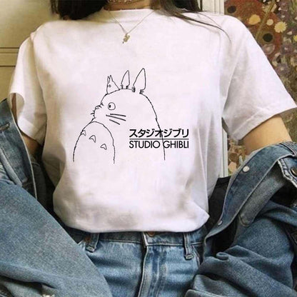 Miyazaki Hayao Kawaii T-shirt Graphic Tshirt Clothes Fashion Totoro Studio Ghibli Cute Anime T Shirt Women Harajuku