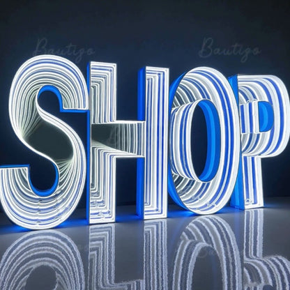 Custom Infinity Mirror Light Up Letter Art Lighting Infinity Mirror Light Customizable for Wall Decor Led Lights Business Sign