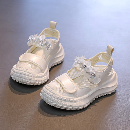 Girls' Casual Shoes Mesh Breathable Children's Sports Sandals 2025 Summer Fashion Flower Girls' Princess Shoes 3-12 Years Old