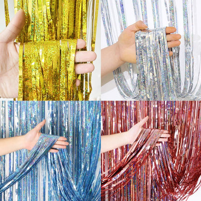 2M Glitter Pink Metallic Foil Tinsel Curtain Backdrop Birthday Wedding Bridal Shower Bachelorette Party Decor Adult Anniversary