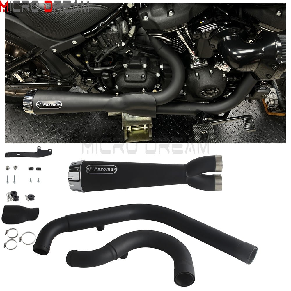 2-in-1 Stainless Steel Motorcycle Exhaust Muffler 1 3/4" to 2" Exhaust Pipes For Harley Low Rider ST Fat Bob FXFB FXFBS 2018-Up