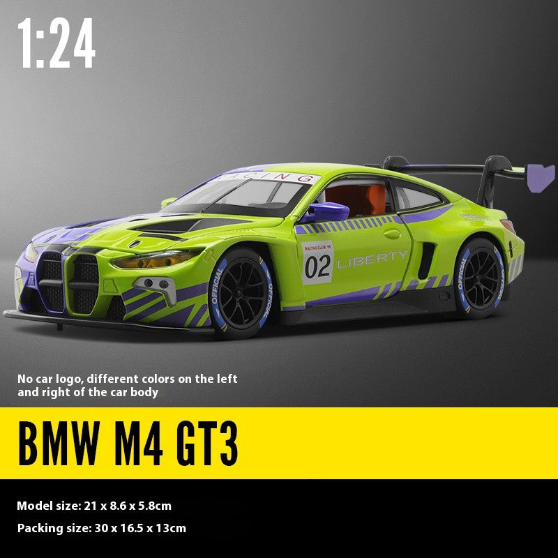 1:24 BMW M4 GT3 Carro Esportivo de Liga Leve Super Corridas com Luz e Som Brinquedo para Mães, Crianças, Meninos Jogos Miniatura de Carro