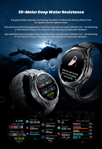 2025 AGPS New Men Smart Watch DIgital Military Sport Electronic Bluetooth 10 ATM Waterproof Diving Original Bracelet