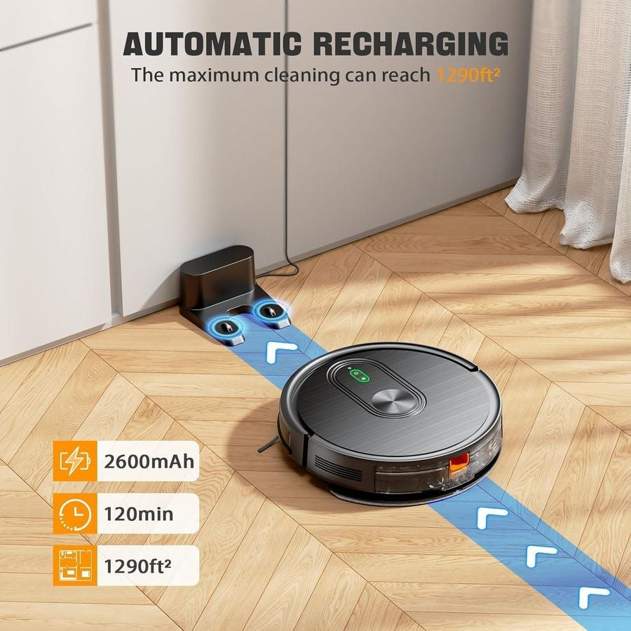 Robot Vacuum and Mop Combo, 2 in 1 Vacuuming amp Mopping Robot with Schedule, App Bluetooth Voice, 3200Pa Max Suction, SelfCharg