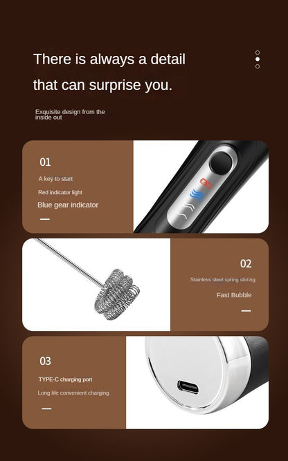 Espumador de leite elétrico, batedor de ovos manual, máquina de café para bebidas, máquina de creme de geleia de 3 velocidades, batedeira de massa para cozinha doméstica