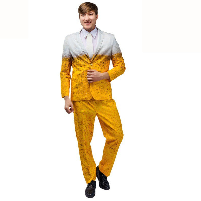 Men's Oktoberfest Suit Costume Adult Bavarian Beer Cosplay Dress Fancy Yellow Carnival Party Fantasia Halloween Role Clothes