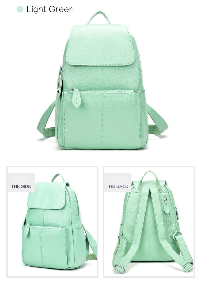 Zency Mochila Feminina Elegante Preta Branca Couro Genuíno Qualidade A++ Antifurto Grande Capacidade Mochila de Viagem Designer