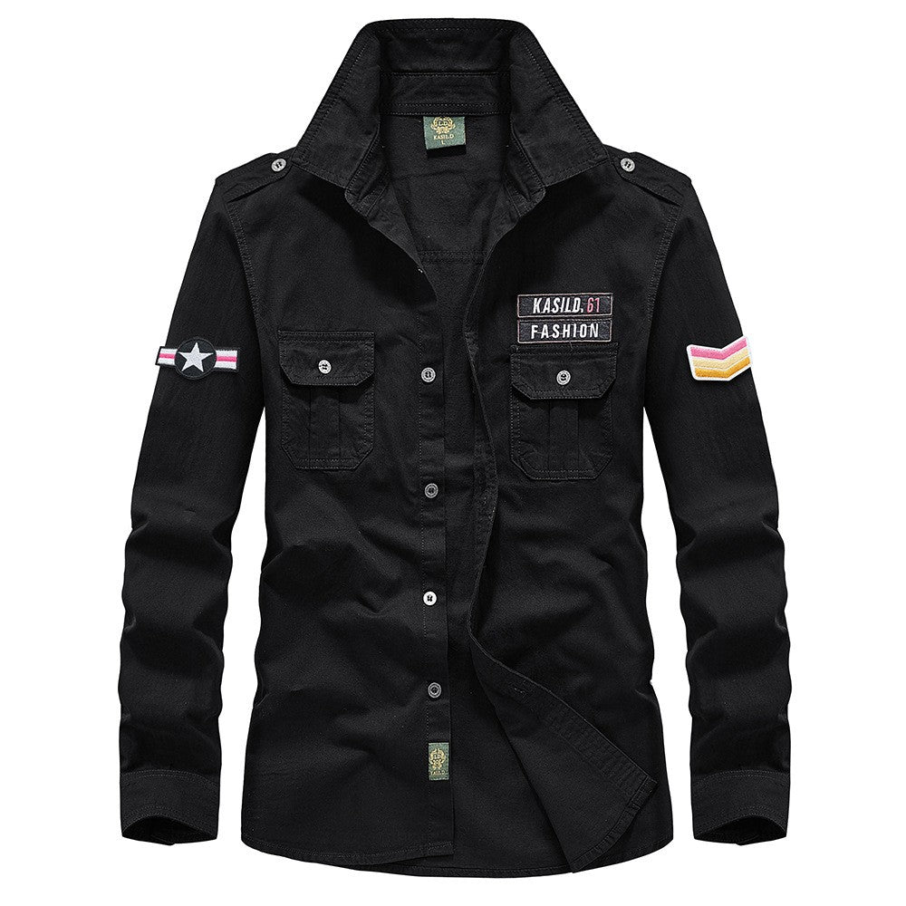 Spring Autumn Men Long Sleeve Cargo Polo Shirt Men Casual Fashion Cotton Shirt Men Tactic Military Embroidery Tops Plus Size 6XL