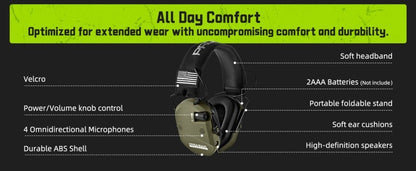 PROHEAR Shooting Electronic Ear Protection 5X Sound Amplification 4 Omnidirectional Microphones Noise Reduction Hunting Earmuffs