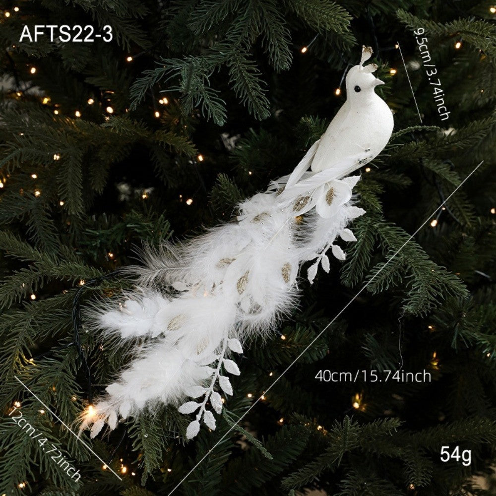 Elegant Realistic Glitter Christmas Peacock Ornaments Glitter Simulate Faux Peacock Simulation Bird Decor Holiday Season