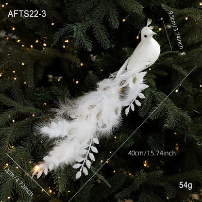 Elegant Realistic Glitter Christmas Peacock Ornaments Glitter Simulate Faux Peacock Simulation Bird Decor Holiday Season