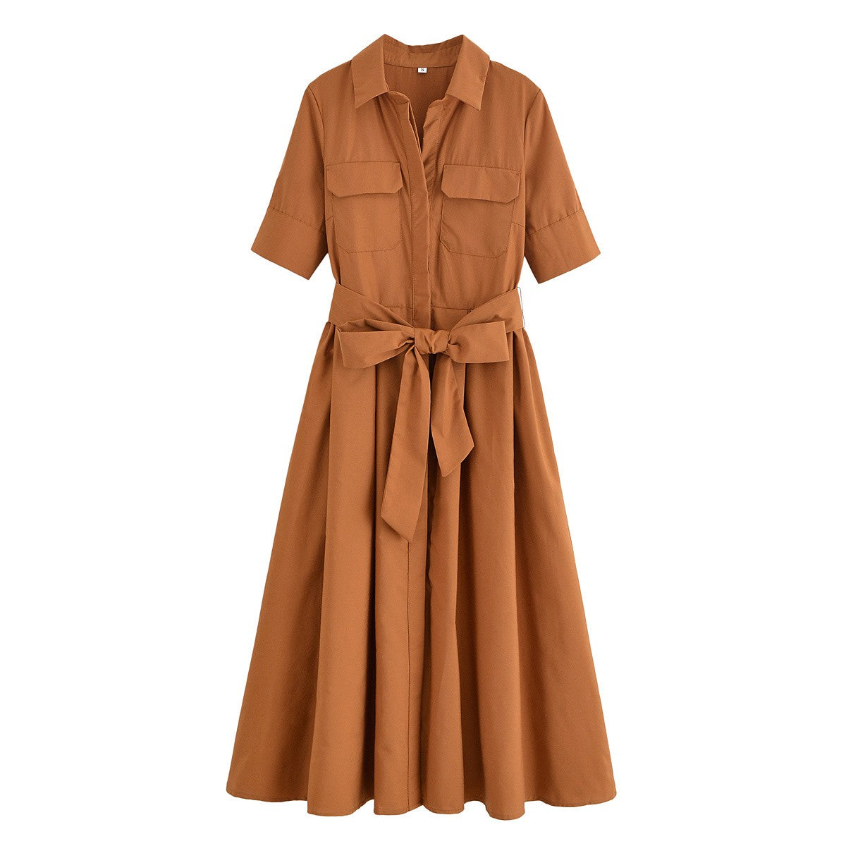 HipSeam Women Dress With Belt Spring Pocket Lady Dress Button Midi Dress Casual