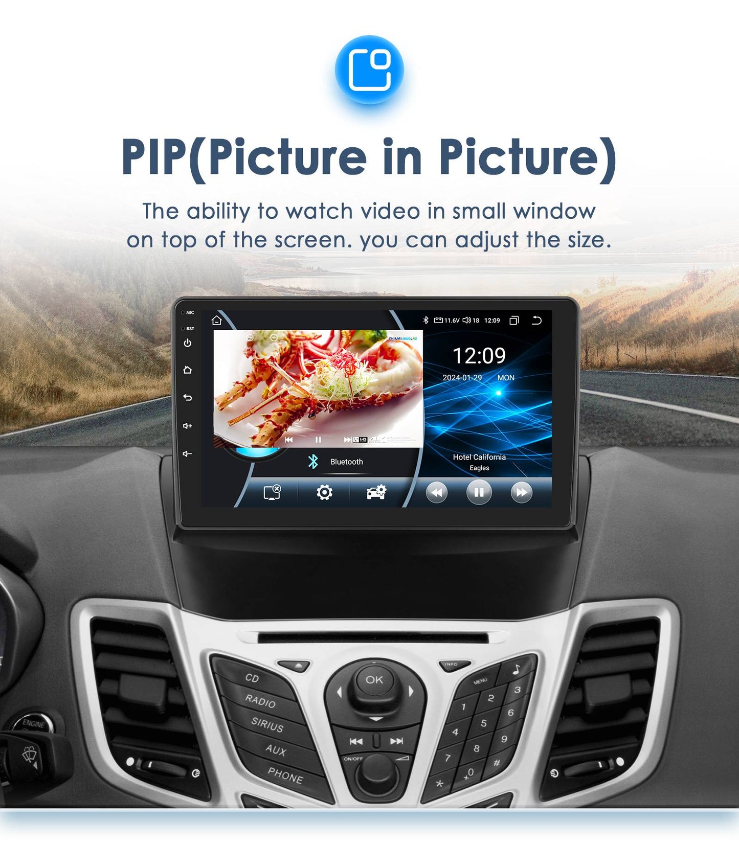 Para Ford Fiesta Mk7 2009-2017 CarPlay sem fio para Apple Android Auto Rádio Automotivo GPS RDS WiFi 4G 8 Núcleos Multimídia Estéreo 2din SWC