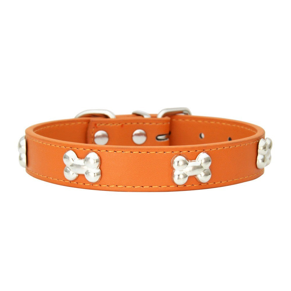 Novas coleiras de couro duráveis para cães, coleiras para filhotes de pug para cães pequenos e grandes, coleira de pescoço GXQ13
