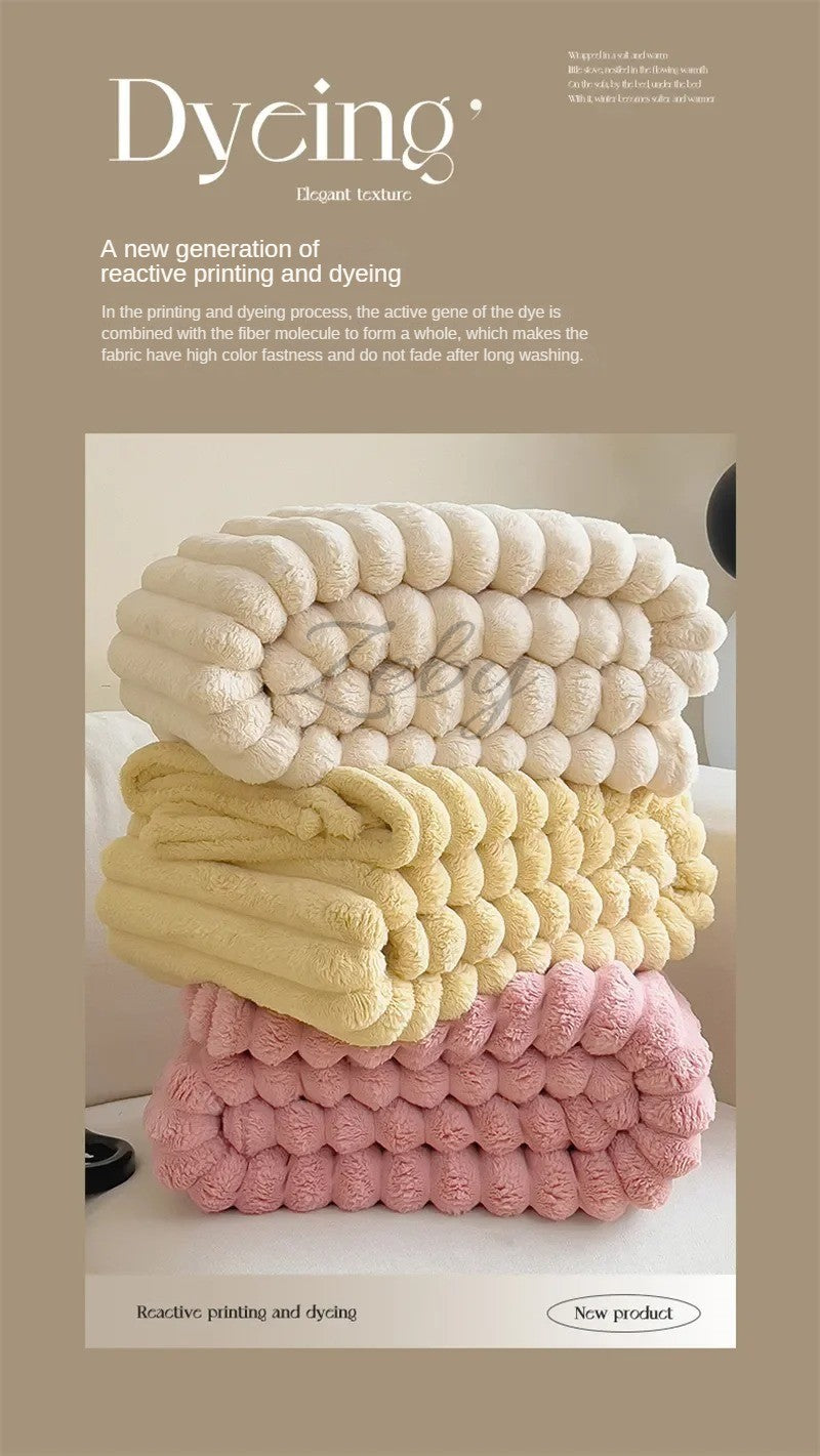 Imitation Rabbit Velvet Spring Autumn Warm Blankets or Blanket and Pillowcase Soft Fluffy Warmth Throw Blankets for Sofa Napping