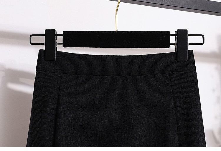 Plus Size Skirt Women 2024 Winter High Waist Elastic Velvet A Line Mermaid Skirt Korean Style Elegant Brown Or Black Long Skirts