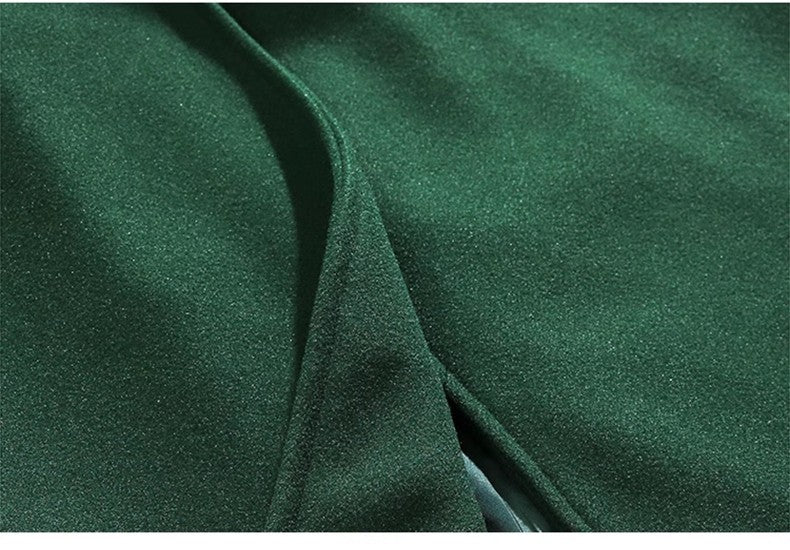 Mauroicardi Autumn Winter Long Warm Oversized Soft Dark Green Black Woolen Coat Men Loose Casual Korean Wool Blends Overcoat