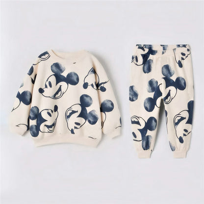 New Fashion Baby Clothes Sets Mickey Mouse Printed Long Sleeved Sweatshirt + Pant Toddler Boy Girl Outfits