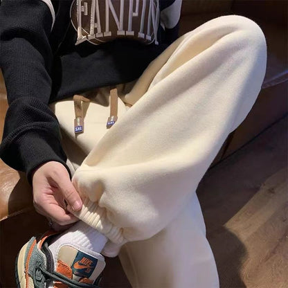 Fleece Sweatpants Women Winter Warm Casual Harem Pants Korean Fashion All Match Loose Thick Warm Trousers Female Autumn New