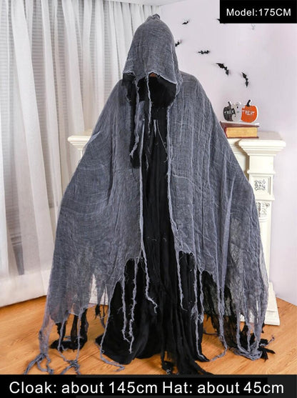 Scary Halloween Hooded Cloak Medieval Renaissance Wizard Cloak Horror Grim Reaper Cosplay Cape Costume for Men Women