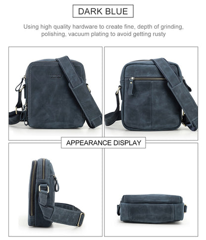 CONTACT'S Genuine Leather Men's Messenger Bag Vintage Sling Shoulder Bags for 7.9" iPad Mini High Quality Male Crossbody Bag Men