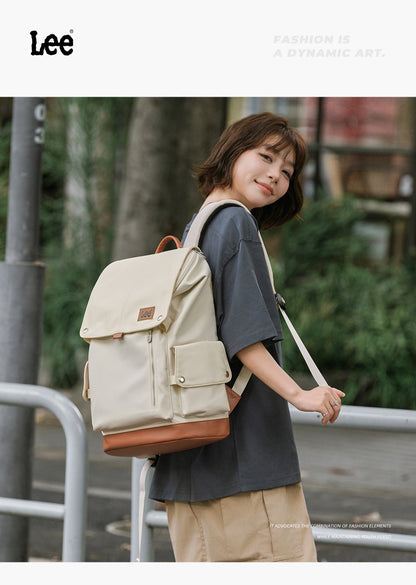 LEE New Korea Style Flip Leather Backpack Women Men Large Capacity Business Commuter Travel Rucksack Buy Laptop School Book Bag
