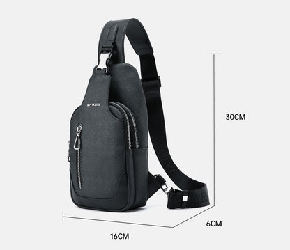 Septwolves Business Thin Printed Leather Crossbody Sling Bag Man Fashion Casual Travel Monogram Print Fabric iPad Shoulder Bag