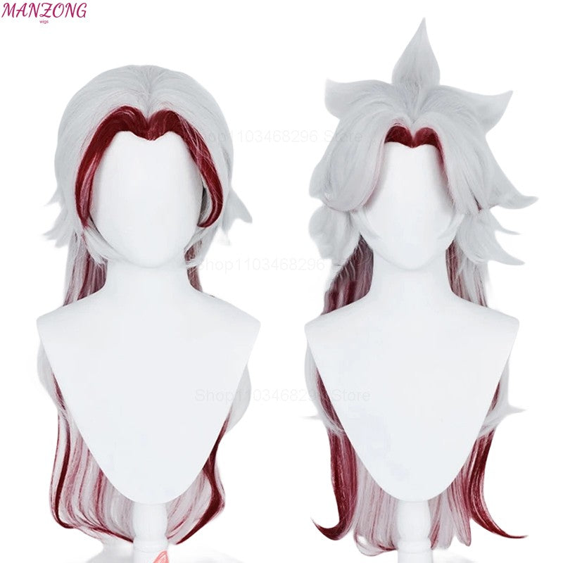High Quality Game Impact Arataki Itto Cosplay Wig Heat Resistant Synthetic Hair Anime Wigs + Red Horn Prop Accessories