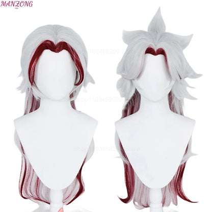 High Quality Game Impact Arataki Itto Cosplay Wig Heat Resistant Synthetic Hair Anime Wigs + Red Horn Prop Accessories