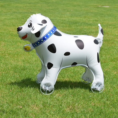 Cartoon Standing Animal Ballons with Wheels Kids Toys Outdoor Yard Walking Balloons Birthday Party Baby Shower Decor Photo Props